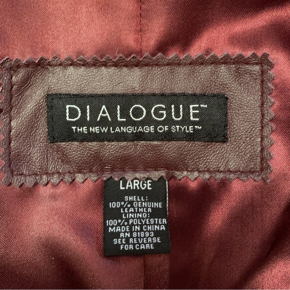 FINAL PRICE Dialogue vintage wine leather button front lined jacket size Large - Picture 11 of 13